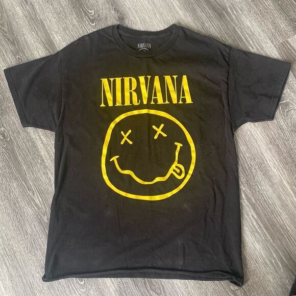 NIRVANA Band T-Shirt Distressed Unfinished Hem sz L Grunge Festival Pre-lived - Picture 4 of 7
